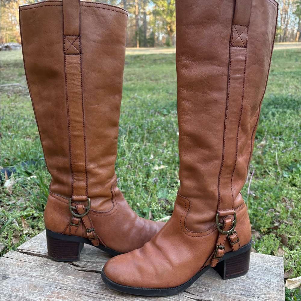 Ralph Lauren Calvina knee high leather boots